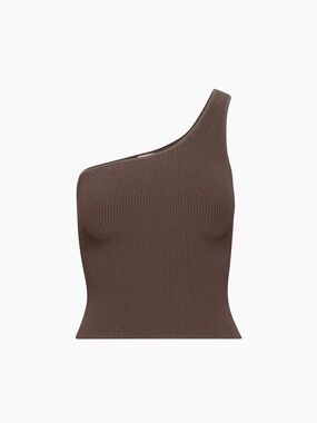 Aritzia One-Shoulder Ribbed Knit Tank - tan